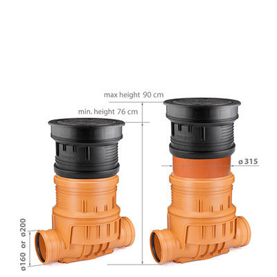Height adjustable wells with backwater valve